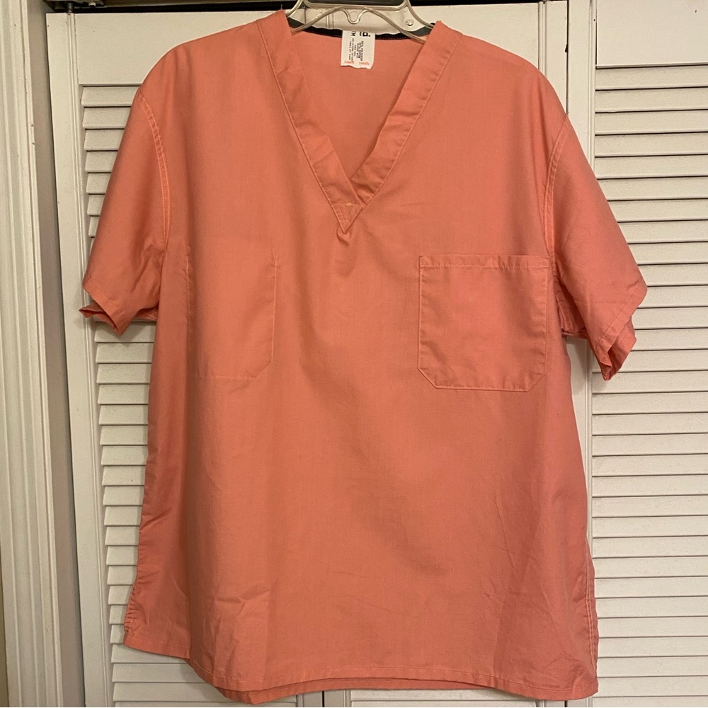 Angelica unisex scrub top, large, salmon color